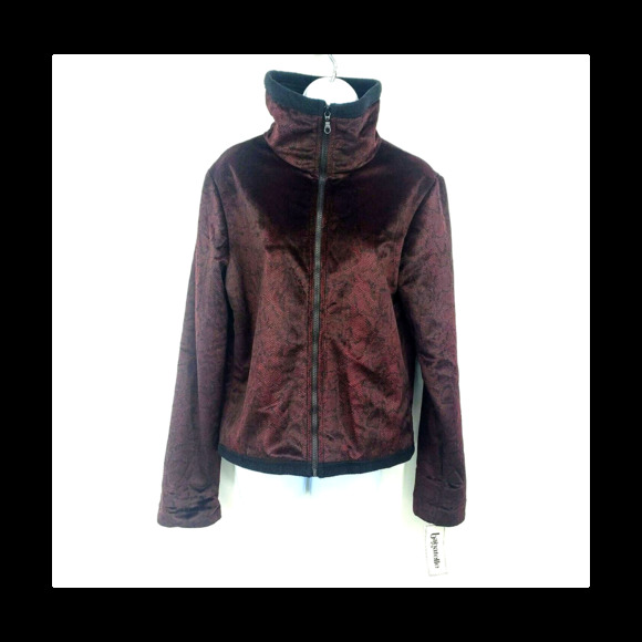 Bagatelle Burgundy Black Snakeskin Pattern Plush Velvet Size Large NWT Jacket - Picture 2 of 8